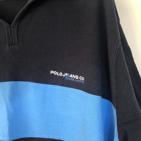 Vintage Ralph Lauren Jeans Co Retro Colourblock Polo Shirt Navy XL Grandpacore - Picture 6 of 16